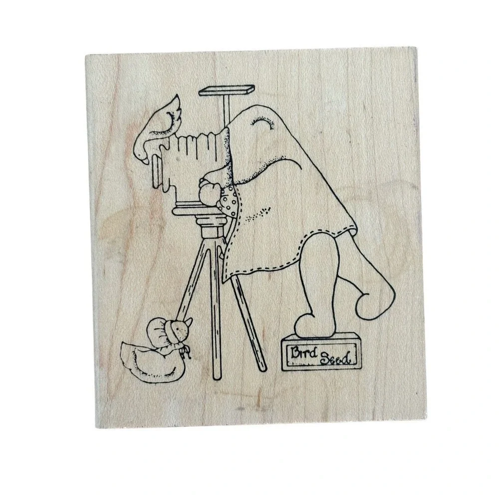 Photographer Camera birds Duck Bird Seed red rubber mounted stamp NEW Unused